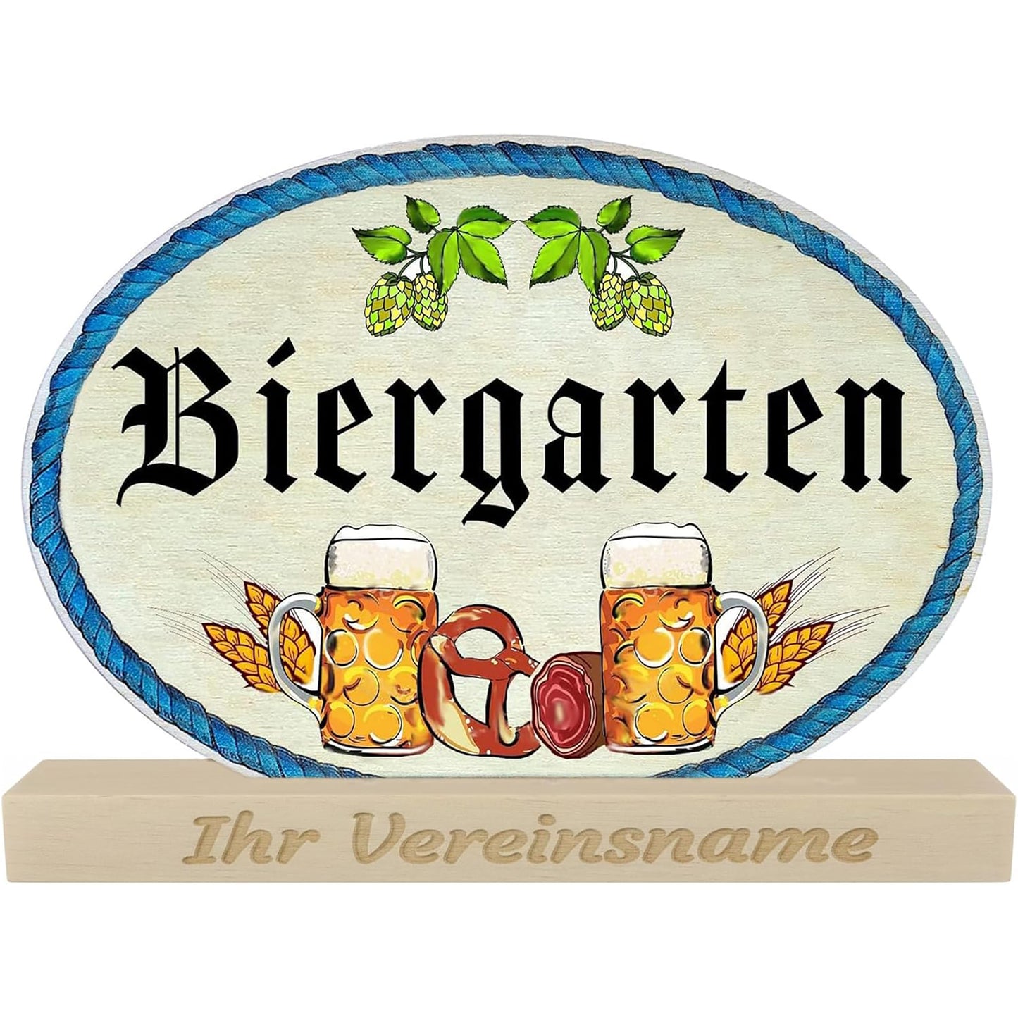 Stammtisch Holz Aufsteller 20 cm – Maßkrug Deko aus Buchen- & Birkenholz mit optionaler Gravur