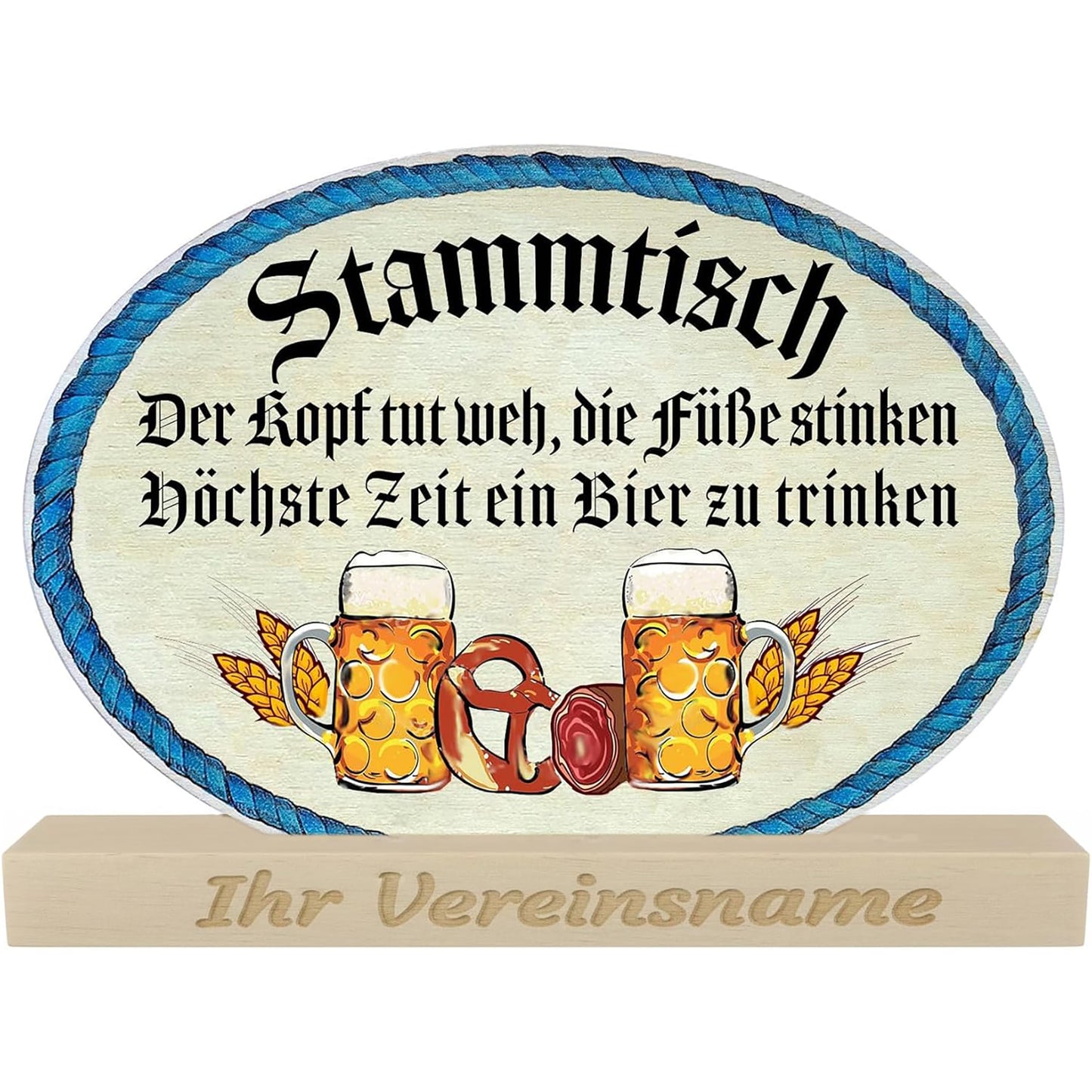 Stammtisch Schild Holz 20 cm – Tischaufsteller Masskrug Motiv mit optionaler Gravur