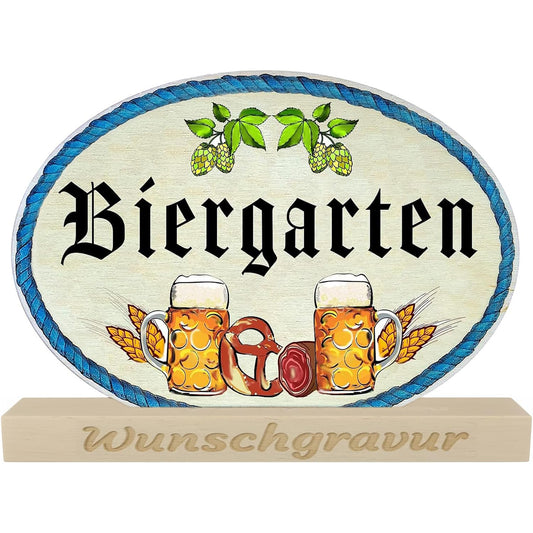 Stammtisch Holz Aufsteller 20 cm – Maßkrug Deko aus Buchen- & Birkenholz mit optionaler Gravur