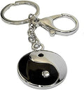 Kaltner Präsente Geschenkidee - Schlüsselanhänger Glücksbringer Anhänger Ying Yang mit funkelnden Strass Steine sowie extra Karabiner