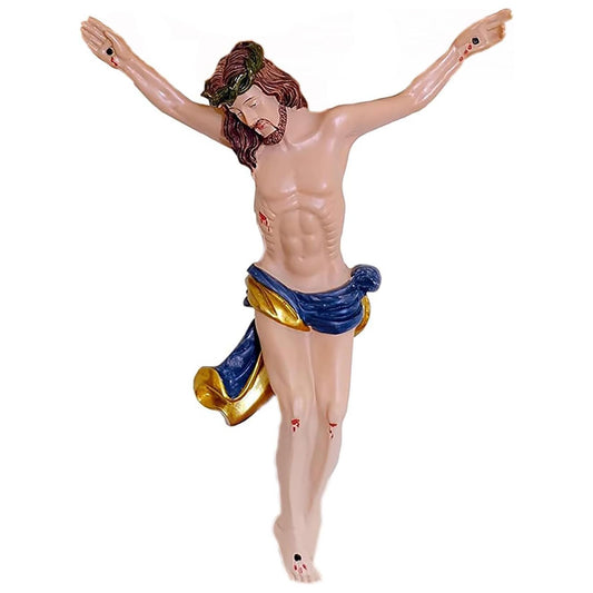 Jesus Christus Figur modern 24 cm – Gekreuzigter ohne Kreuz – Handbemalte Kunststein Skulptur