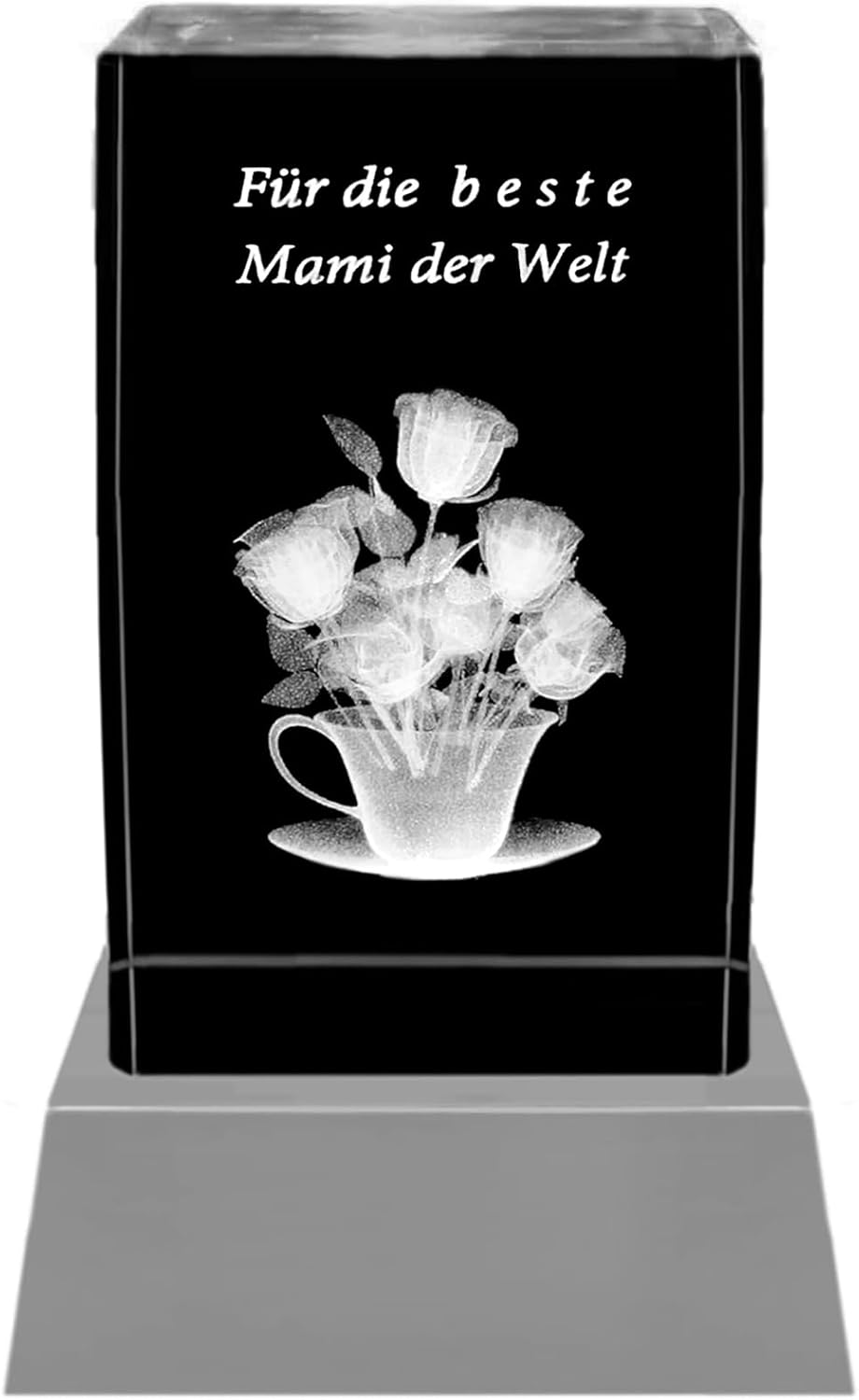 Kaltner Präsente Stimmungslicht - Das perfekte Geschenk: LED Kerze/Kristall Glasblock / 3D-Laser-Gravur/Beste Mami der Welt/Geburtstagsgeschenk für Mama/Geschenke für Mama Muttertag