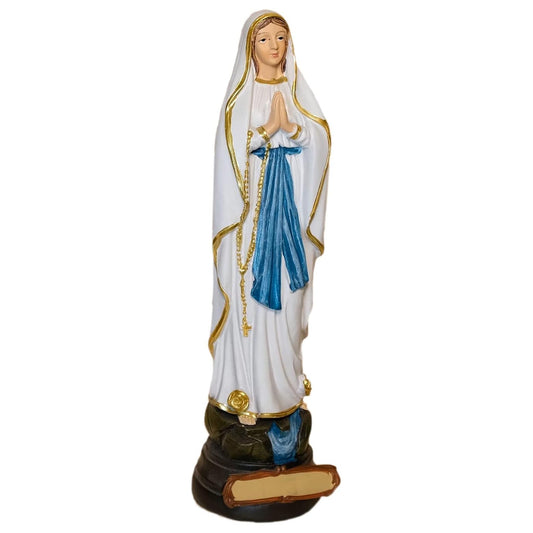 Lourdes Madonna Figur 20 cm – Notre Dame de Lourdes – Handbemalte Marienfigur auf Sockel