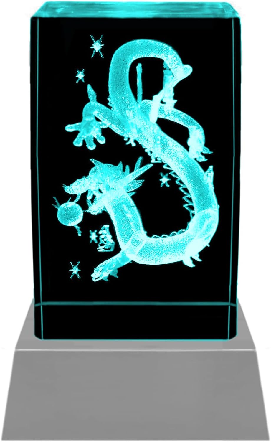 Kaltner Präsente Stimmungslicht - Das perfekte Drachen Geschenk: LED Kerze/Kristall Glasblock / 3D-Laser-Gravur/buddhistischen Kunst/Buddha/Drache/Buddhismus/Naga