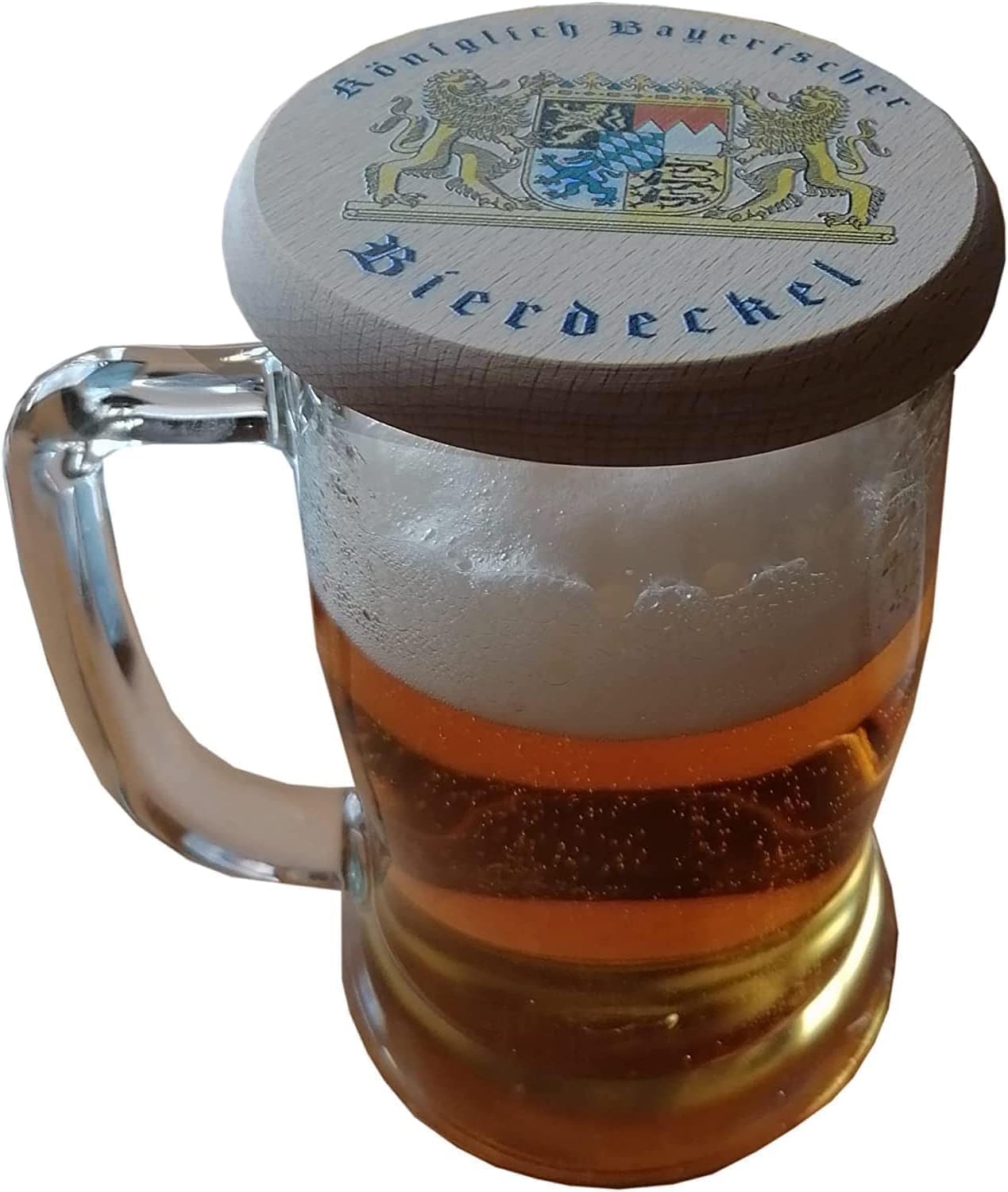 Kaltner Präsente Geschenkidee - Insektenschutz mit Öffner Flaschenöffner für Gläser und Getränke aus echtem Holz Bier Wein Bierdeckel Biergläser Weingläser Tassen Biergarten