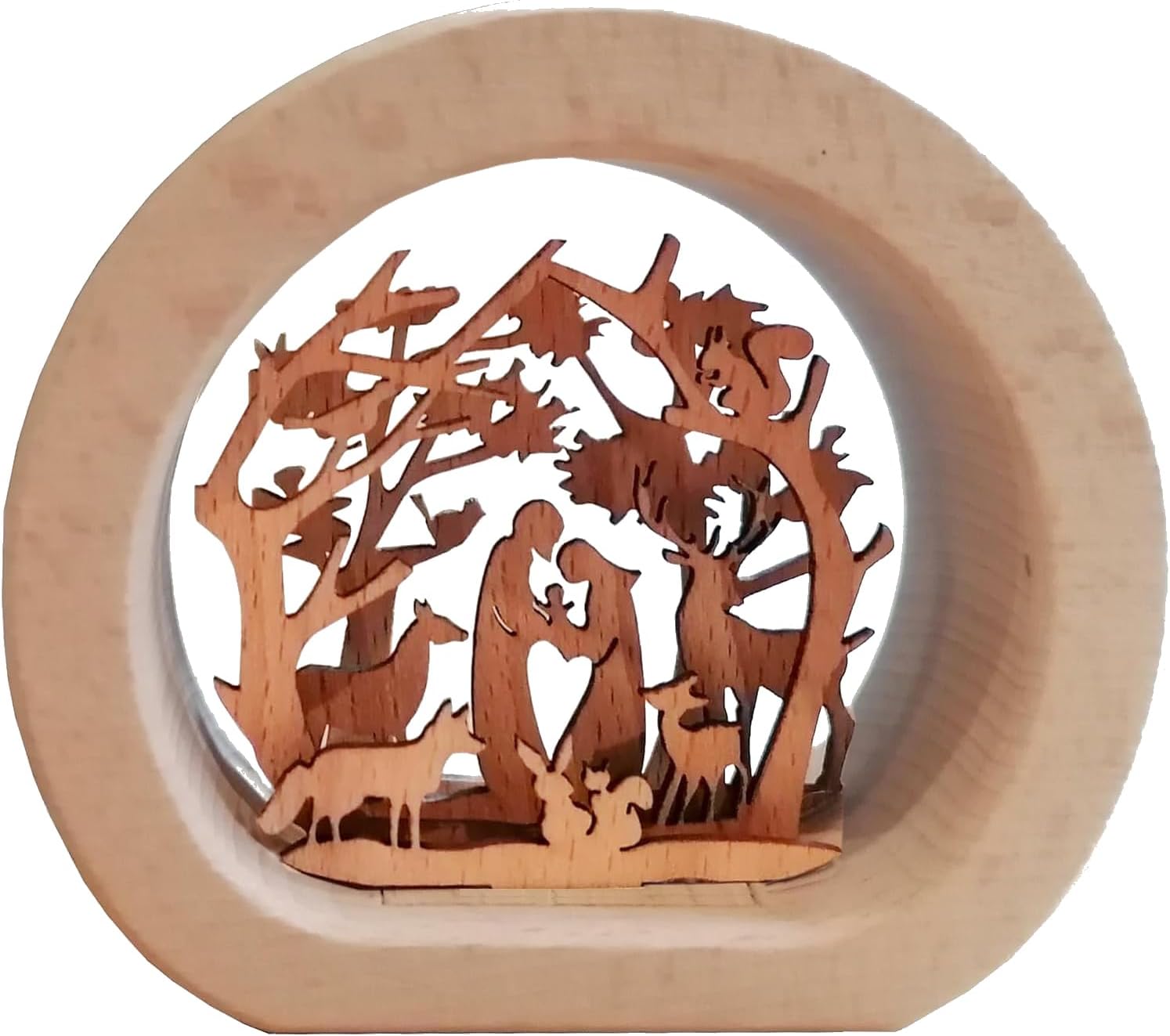 Kaltner Präsente Geschenkidee - Weihnachtskrippe Krippe aus Echt Holz mit Jesus, Maria und Kind