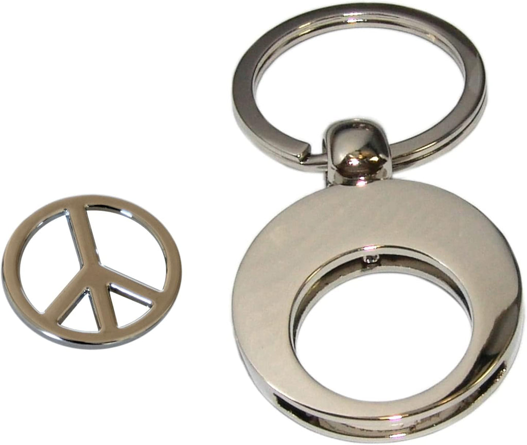 Kaltner Präsente Geschenkidee - Glücksbringer Schlüsselanhänger Anhänger mit Peace Symbol als Einkaufswagen Chip