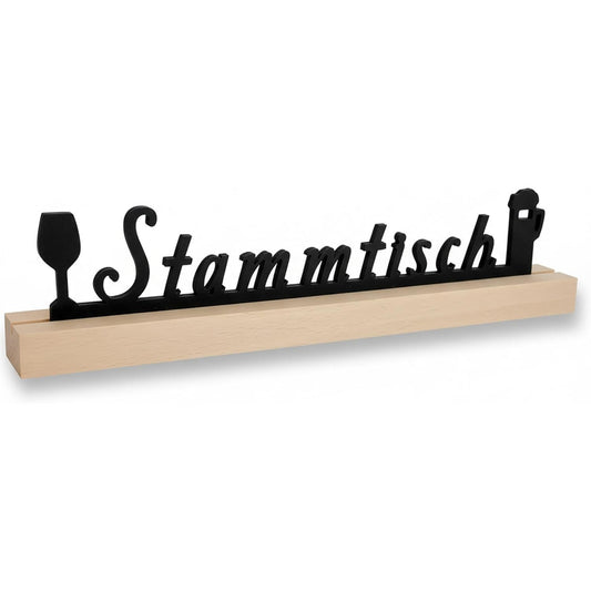 Stammtisch Deko Aufsteller Holz 25 cm – Bierkrug & Weinglas – Ahornholz – Tischdeko Bar & Wirtshaus