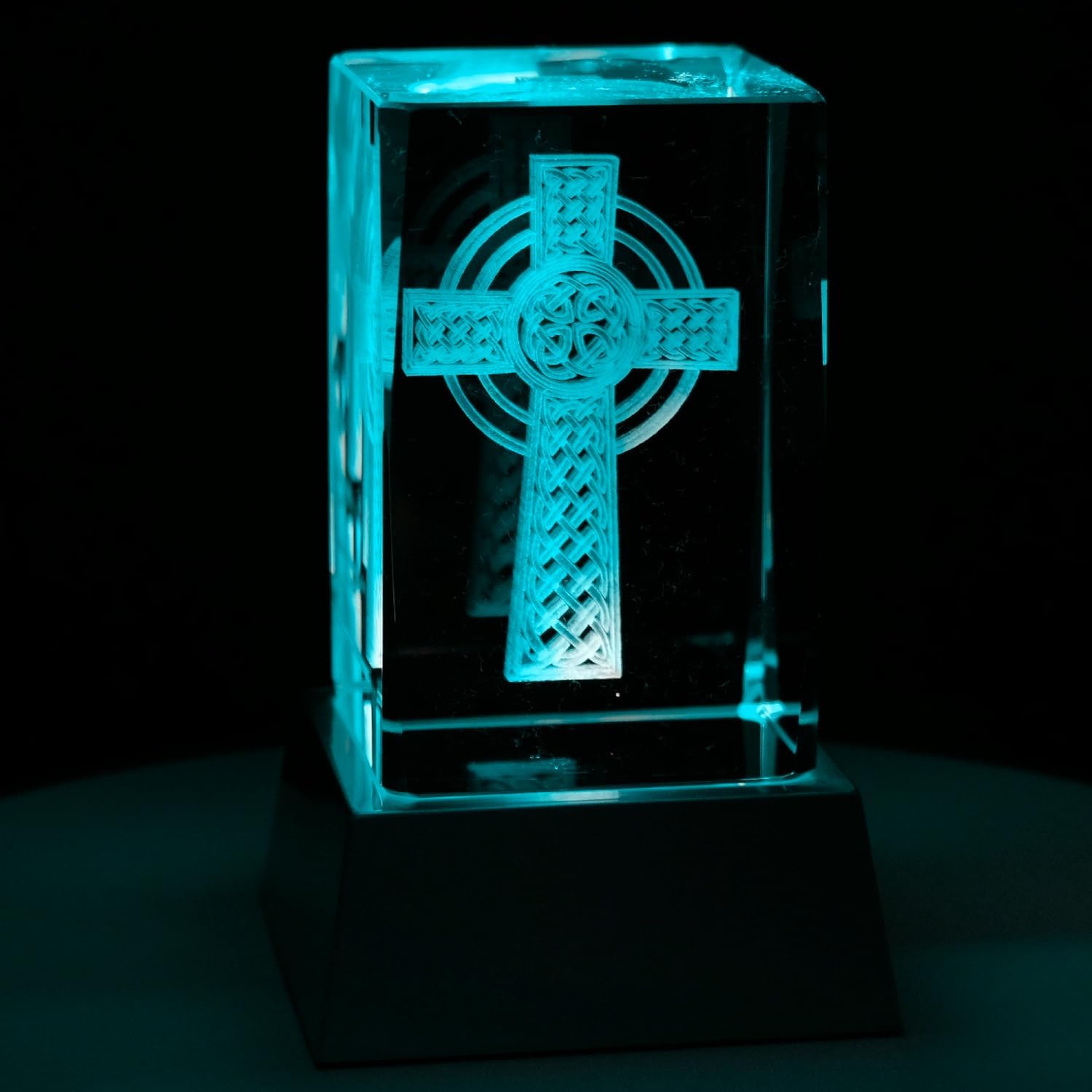 Kaltner Präsente Stimmungslicht - Das perfekte Geschenk: LED Kerze / 3D Kristall Glasblock/Kelten Kreuz, Wikinger Deko, Wolfszahn, Keltisches Kreuz, Keltischer Knoten, Viking