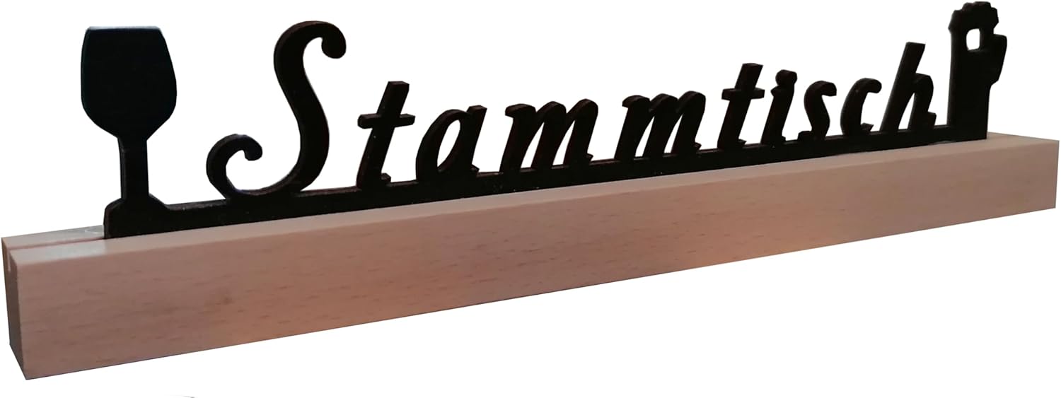 Kaltner Präsente Geschenkidee - Holz Geschenkartikel Deko Tisch Aufsteller Stammtisch mit Bierkrug und Weinglas