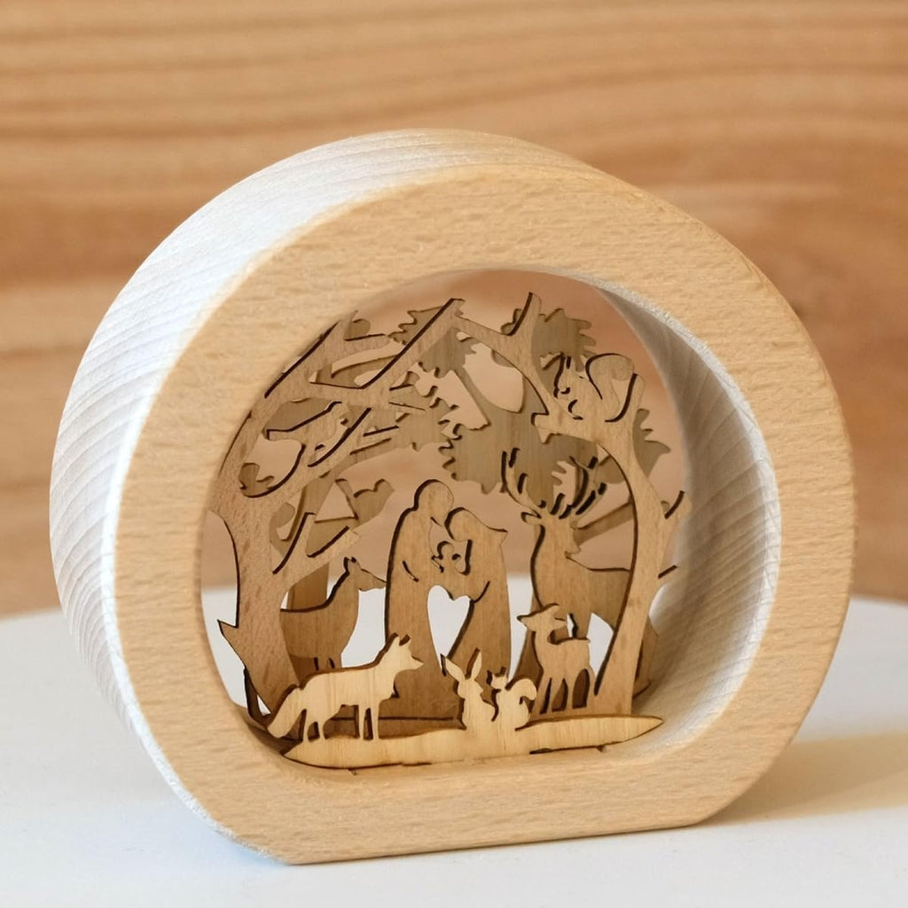 Kaltner Präsente Geschenkidee - Weihnachtskrippe Krippe aus Echt Holz mit Jesus, Maria und Kind