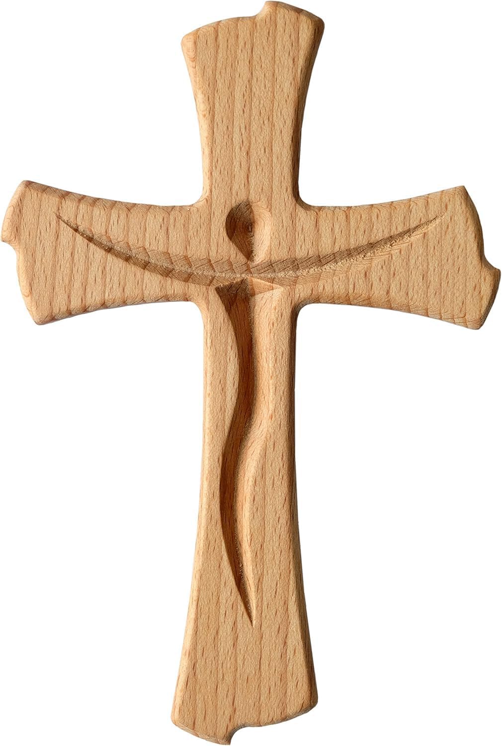 Kaltner Präsente Geschenkidee - Holzkreuz Wand Echtholz Buche Holz Kreuz Kruzifix für die Wand modern (Höhe 20 cm)