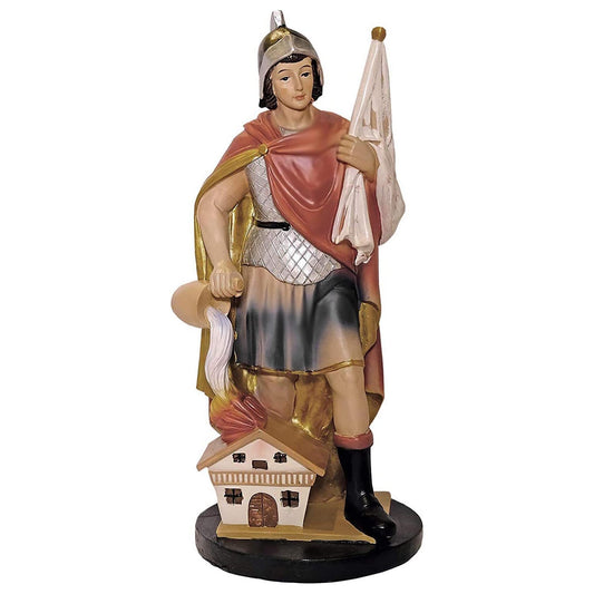 Sankt Florian Heiligenfigur 30 cm – Schutzpatron der Feuerwehr – Handbemalte Statue