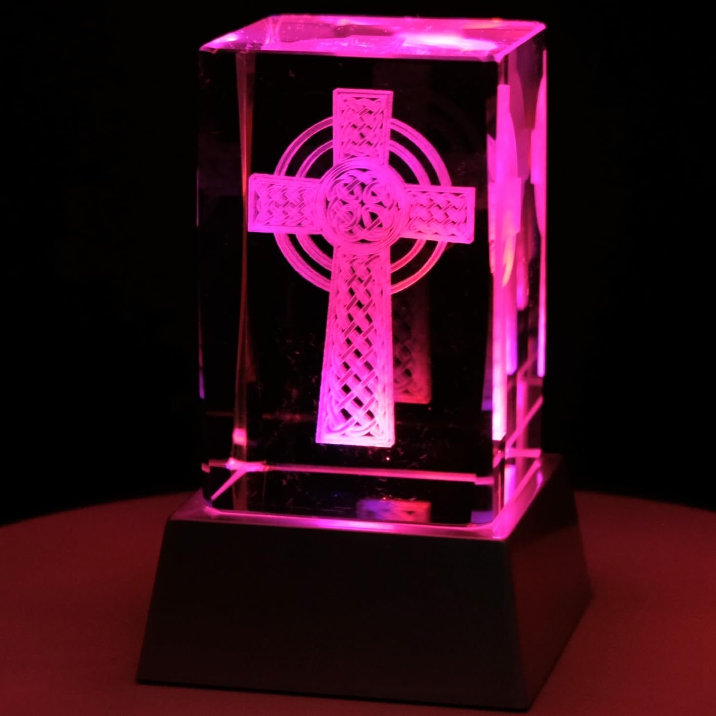 Kaltner Präsente Stimmungslicht - Das perfekte Geschenk: LED Kerze / 3D Kristall Glasblock/Kelten Kreuz, Wikinger Deko, Wolfszahn, Keltisches Kreuz, Keltischer Knoten, Viking