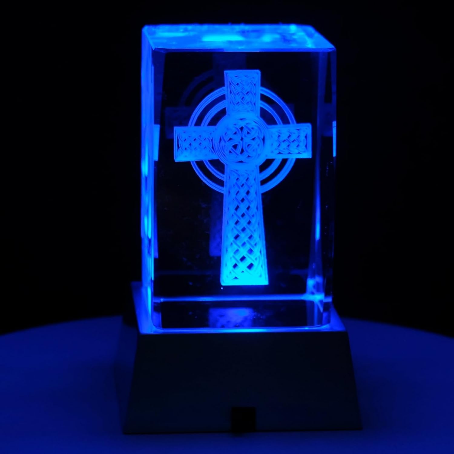 Kaltner Präsente Stimmungslicht - Das perfekte Geschenk: LED Kerze / 3D Kristall Glasblock/Kelten Kreuz, Wikinger Deko, Wolfszahn, Keltisches Kreuz, Keltischer Knoten, Viking