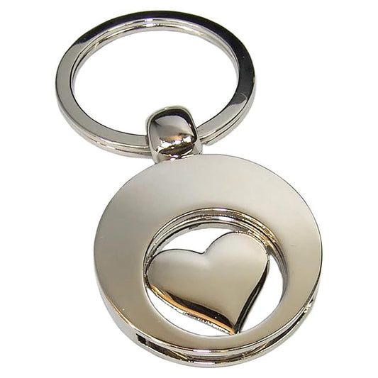 Schlüsselanhänger Herz mit Einkaufswagen Chip – Metall Hochglanz – Glücksbringer Geschenkidee