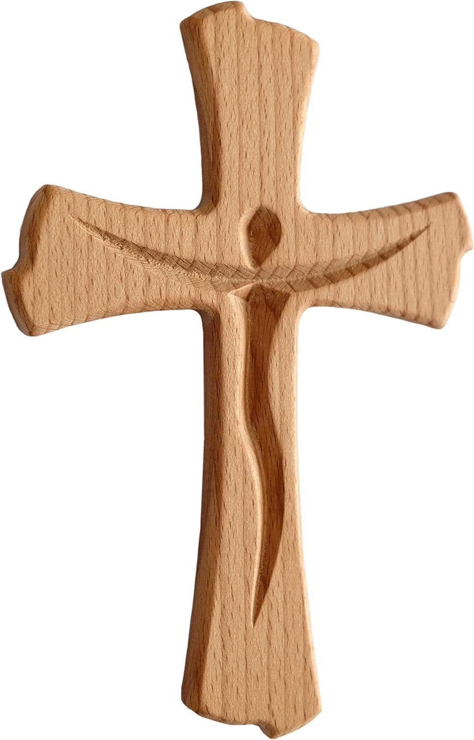 Kaltner Präsente Geschenkidee - Holzkreuz Wand Echtholz Buche Holz Kreuz Kruzifix für die Wand modern (Höhe 20 cm)
