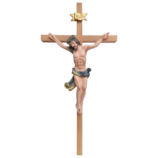 Wandkreuz Holzkreuz Buche 50 cm mit Jesus Figur – Handgemacht in Bayern | Kaltner Präsente