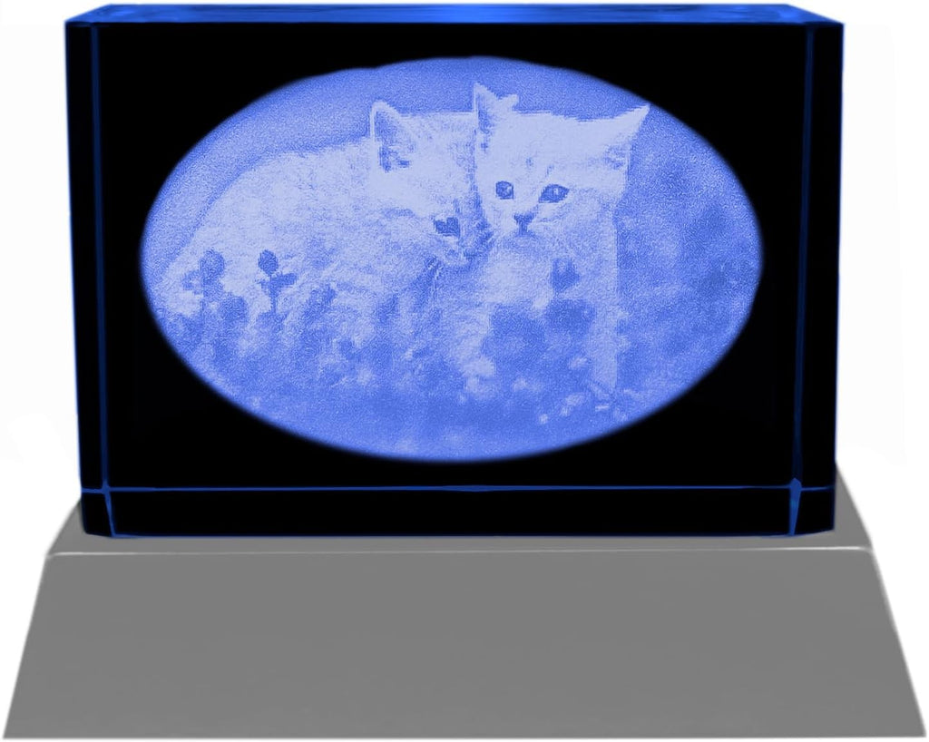 Kaltner Präsente Stimmungslicht - Das perfekte Katzen Geschenk: LED Kerze/Kristall Glasblock / 3D-Laser-Gravur Katzen Nachtlicht, Katzenliebhaber