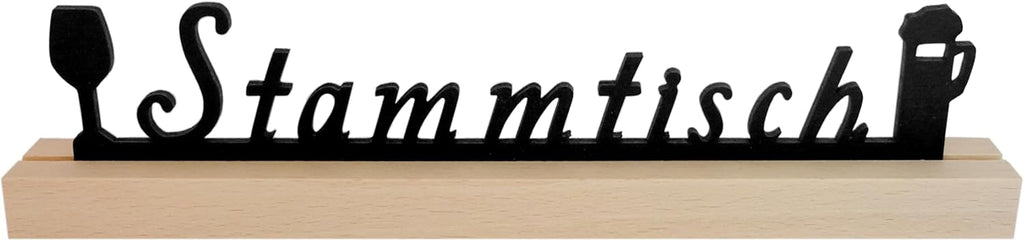 Kaltner Präsente Geschenkidee - Holz Geschenkartikel Deko Tisch Aufsteller Stammtisch mit Bierkrug und Weinglas
