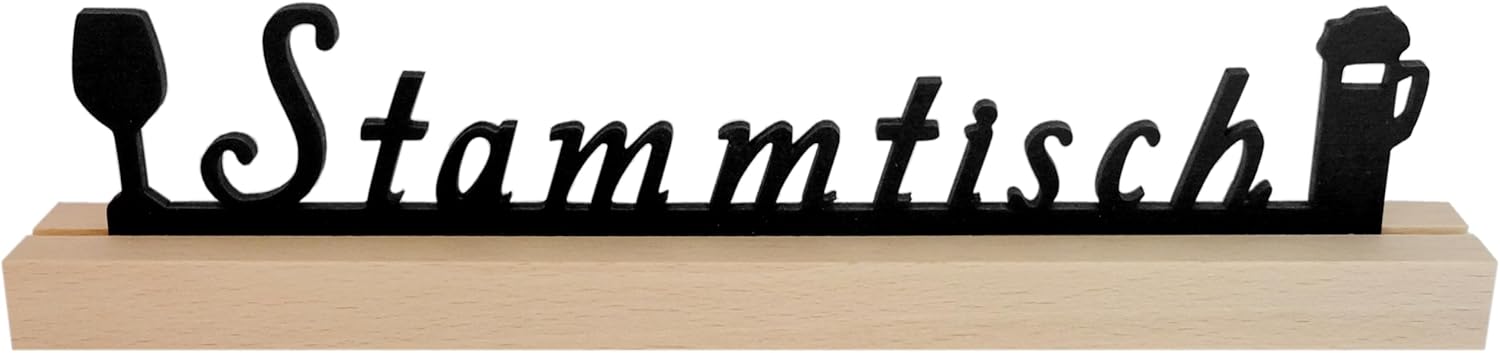 Kaltner Präsente Geschenkidee - Holz Geschenkartikel Deko Tisch Aufsteller Stammtisch mit Bierkrug und Weinglas