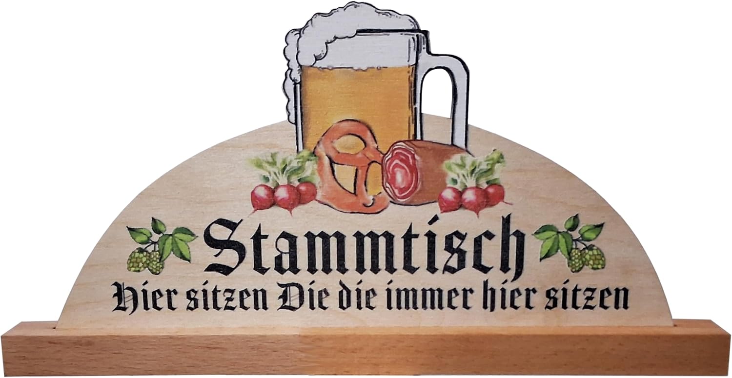 Kaltner Präsente Geschenkidee - Holz Geschenkartikel Deko Tisch Aufsteller Gasthaus Stammtisch Biergarten (30 cm)