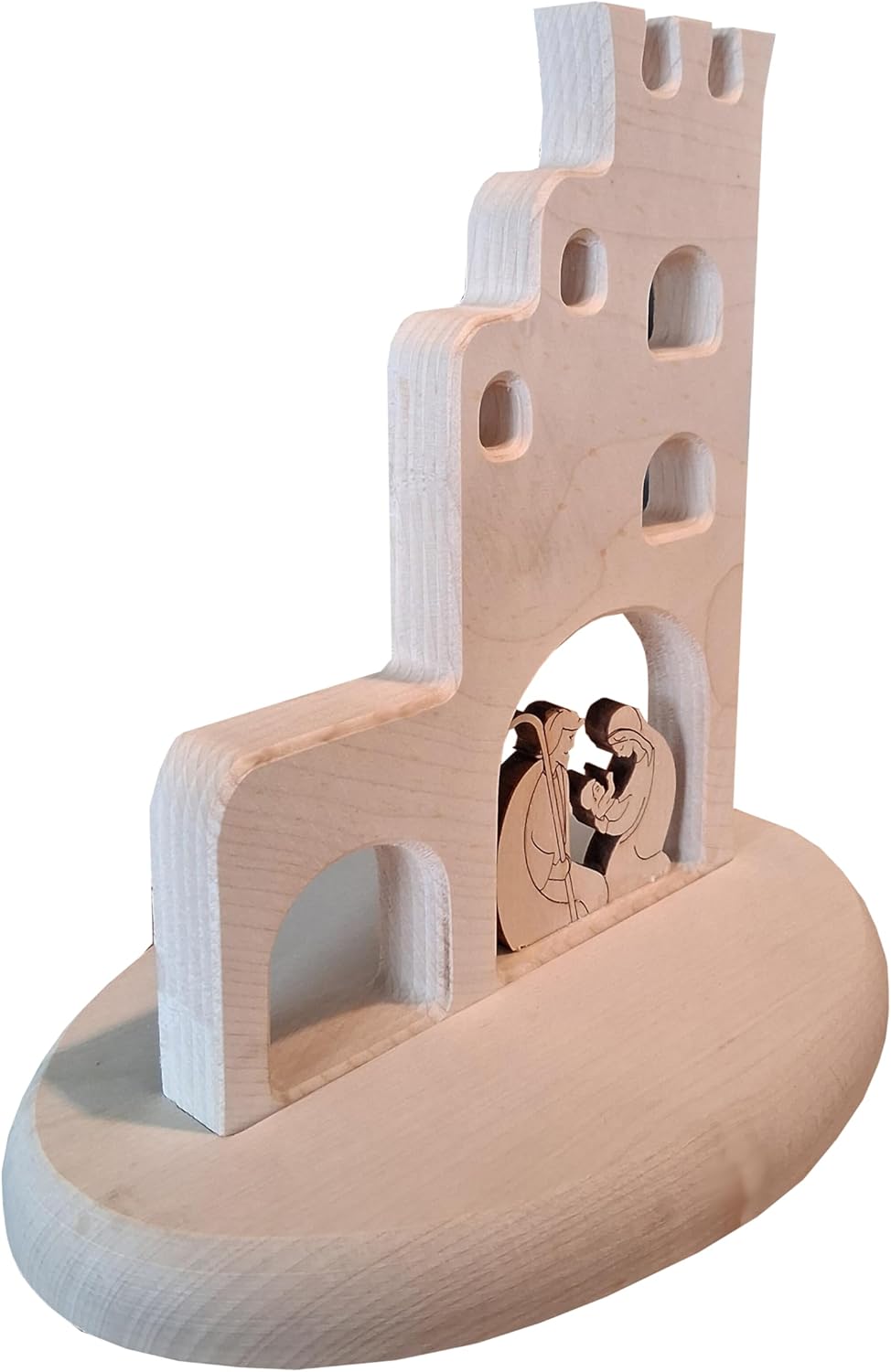 Kaltner Präsente Geschenkidee - Weihnachtskrippe Krippe aus Ahorn Holz mit Jesus, Maria und Kind/Weihnachtsdekoration Innen/Weihnachtsdeko