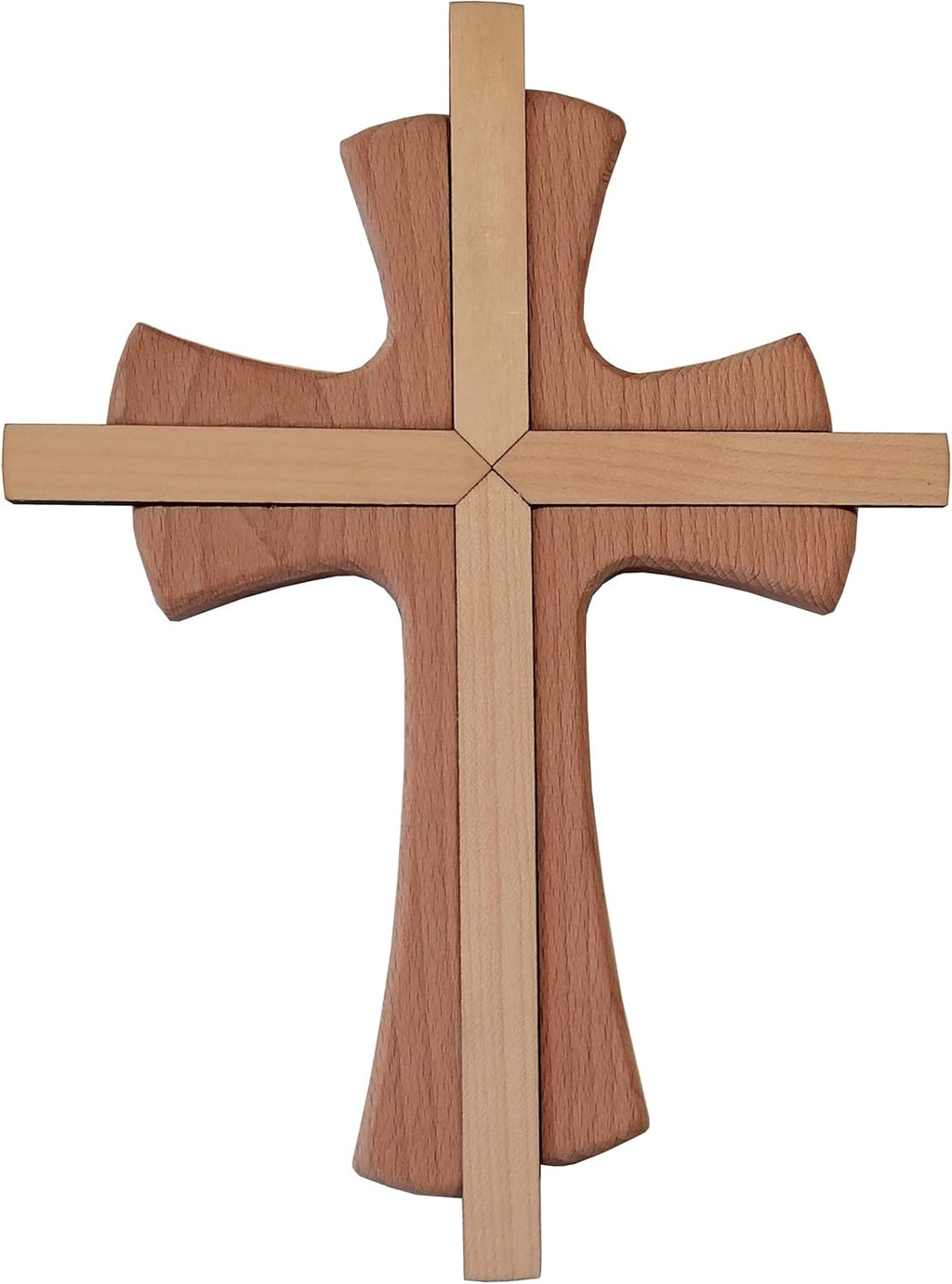 Kaltner Präsente Geschenkidee - Wandkreuz Echtes Holz Buche Kreuz Kruzifix für die Wand 25 cm modern