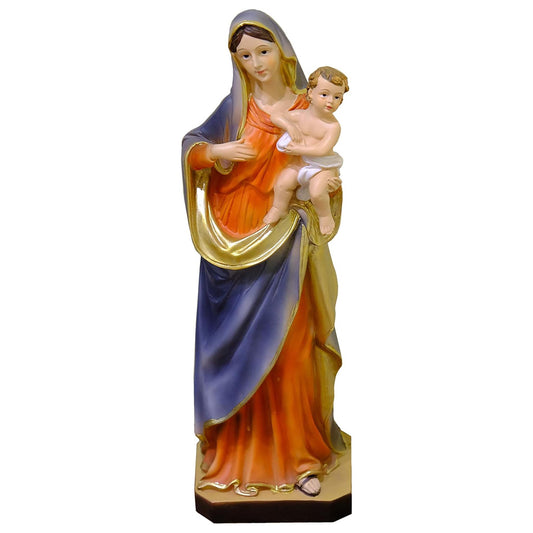 Marienfigur Madonna mit Jesuskind 30,5 cm – Handbemalte Skulptur auf Sockel