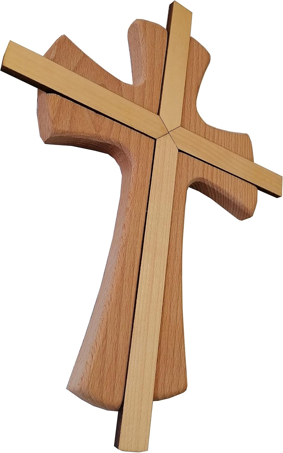 Kaltner Präsente Geschenkidee - Wandkreuz Echtes Holz Buche Kreuz Kruzifix für die Wand 25 cm modern