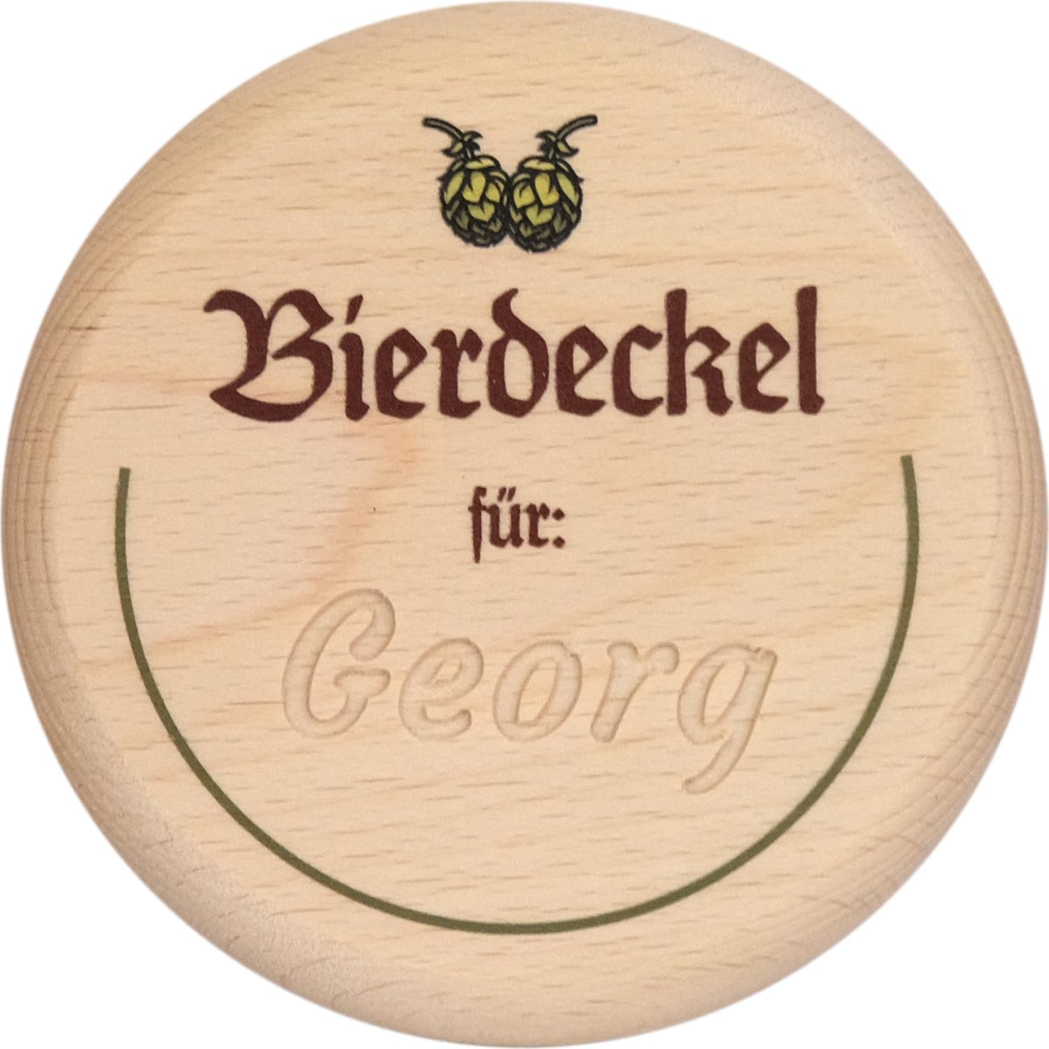 Kaltner Präsente Geschenkidee - Bierglasdeckel aus Holz mit Gravur des Namens, personalisierte Abdeckung für Krüge und Biergläser Schutz vor Insekten & Wespen für den Garten, Biergarten Bierdeckel
