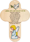 Kaltner Präsente Geschenkidee - 20 cm Kinderkreuz Kreuz für das Kinderzimmer Echtholz Natur Buche mit Buntdruck Engel Schutzengel Geschenk Taufe Geburt