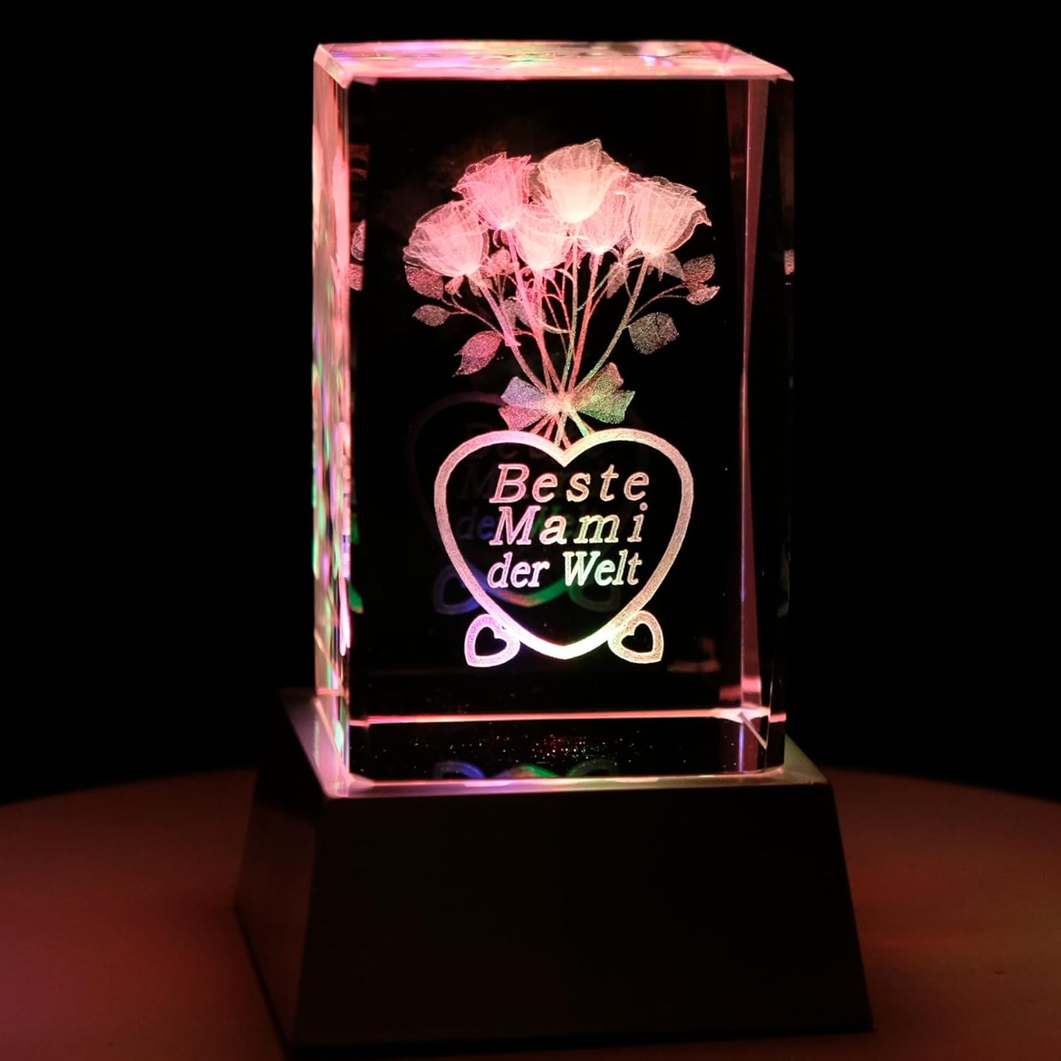 Kaltner Präsente Stimmungslicht - Das perfekte Mama Geschenk: LED Kerze/Kristall Glasblock / 3D-Laser-Gravur/für Mama von Tochter Sohn/Geburtstagsgeschenk für Mama/Geschenke für Mama Weihnachten