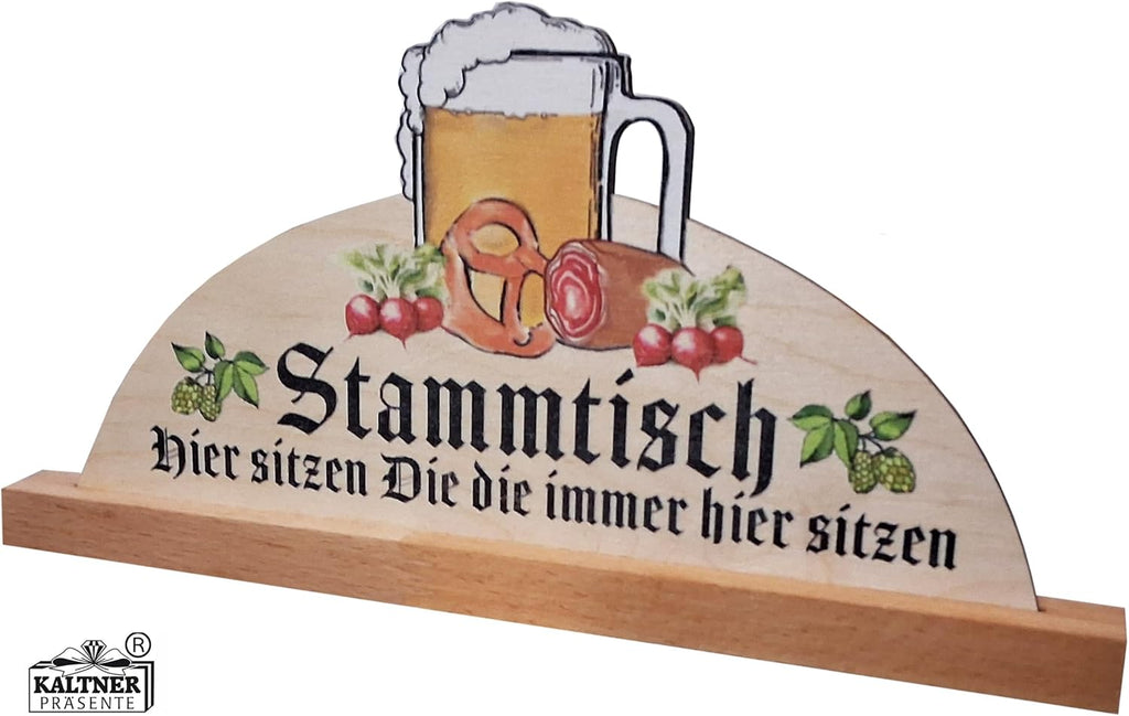 Kaltner Präsente Geschenkidee - Holz Geschenkartikel Deko Tisch Aufsteller Gasthaus Stammtisch Biergarten (30 cm)