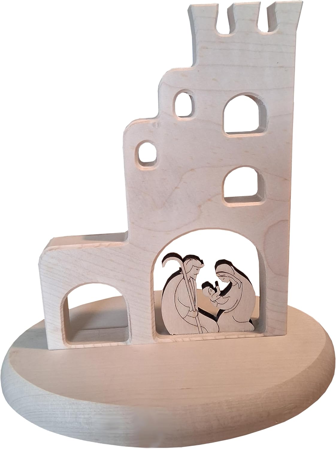 Kaltner Präsente Geschenkidee - Weihnachtskrippe Krippe aus Ahorn Holz mit Jesus, Maria und Kind/Weihnachtsdekoration Innen/Weihnachtsdeko