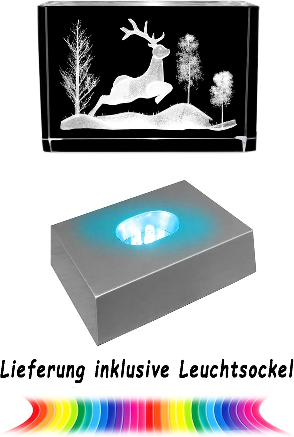 Kaltner Präsente Stimmungslicht - Das perfekte Förster Geschenk/LED Kerze/Kristall Glasblock / 3D-Laser-Gravur/Jäger Geschenk/Forstwirt/Waldarbeiter/Waldliebhaber / 3D Nachtlicht