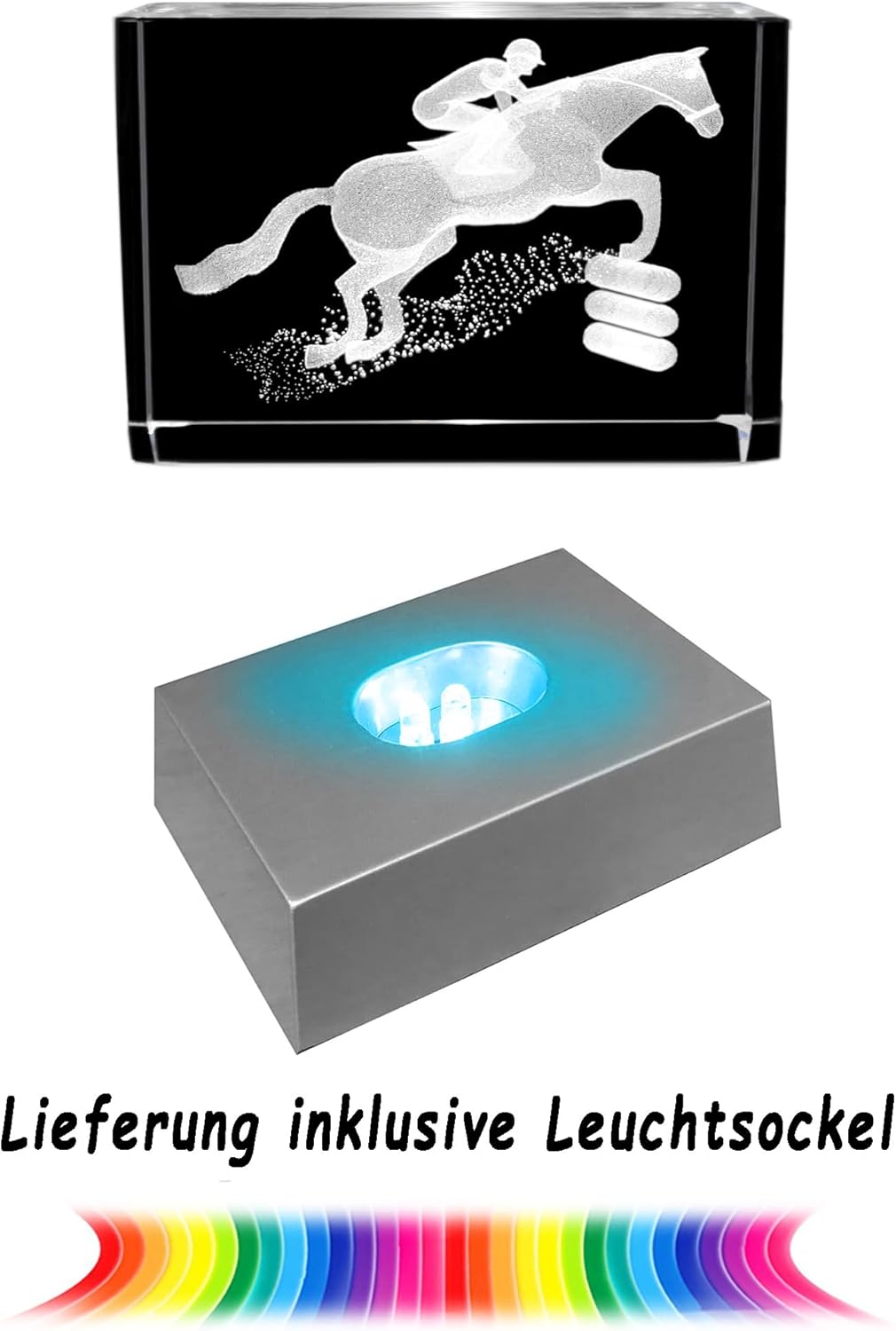 Kaltner Präsente 3D Nachtlicht Pferd/Stimmungslicht – Das perfekte Geschenk: LED Kerze / 3D Kristall Glasblock/Pferde Mädchen Geschenk/Nachtlicht Pferd