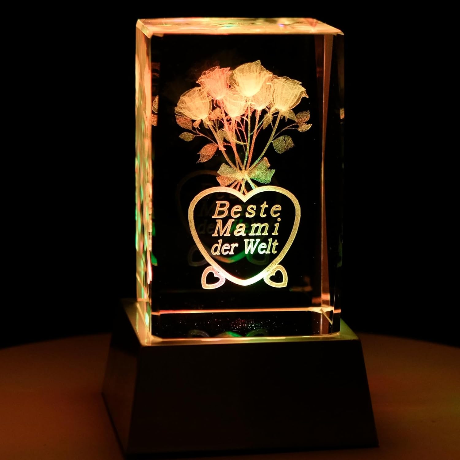 Kaltner Präsente Stimmungslicht - Das perfekte Mama Geschenk: LED Kerze/Kristall Glasblock / 3D-Laser-Gravur/für Mama von Tochter Sohn/Geburtstagsgeschenk für Mama/Geschenke für Mama Weihnachten