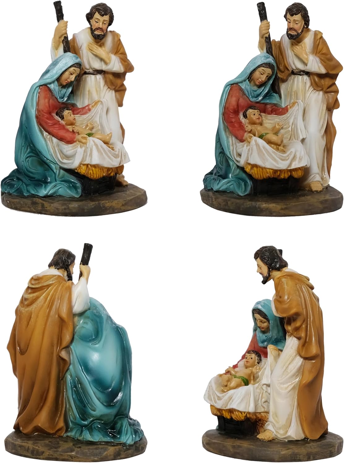Kaltner Präsente Weihnachtsdekoration: Krippenblock Familienblock Heilige Familie Figur Maria Josef mit Jesus Kind Krippe, Handbemalte Weihnachtskrippe, Traditionelle Krippenfiguren (Höhe 10 cm)