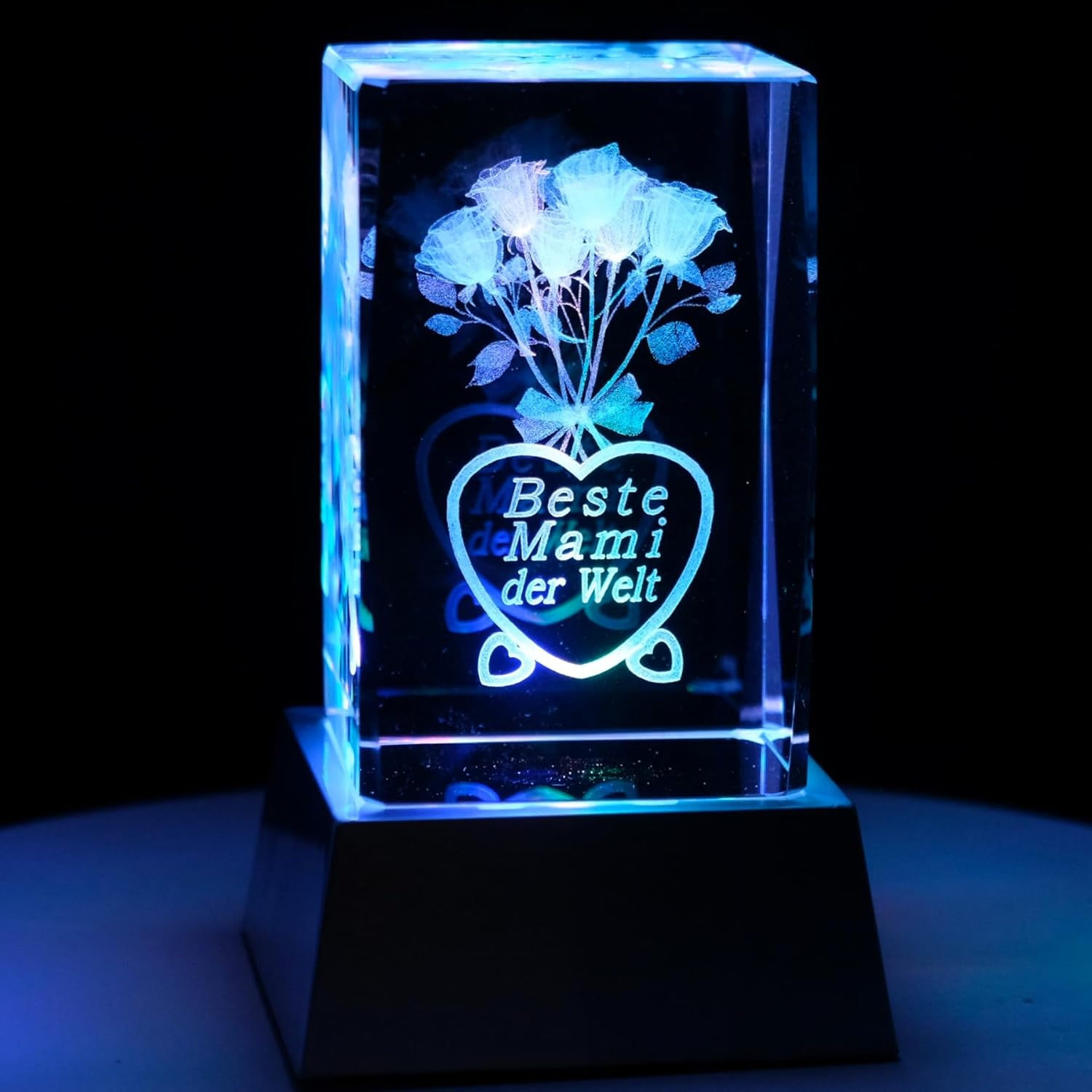 Kaltner Präsente Stimmungslicht - Das perfekte Mama Geschenk: LED Kerze/Kristall Glasblock / 3D-Laser-Gravur/für Mama von Tochter Sohn/Geburtstagsgeschenk für Mama/Geschenke für Mama Weihnachten