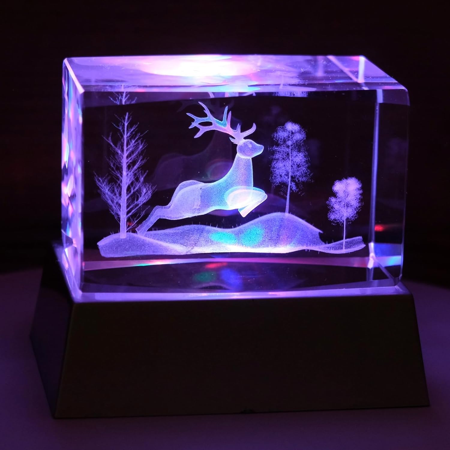 Kaltner Präsente Stimmungslicht - Das perfekte Förster Geschenk/LED Kerze/Kristall Glasblock / 3D-Laser-Gravur/Jäger Geschenk/Forstwirt/Waldarbeiter/Waldliebhaber / 3D Nachtlicht