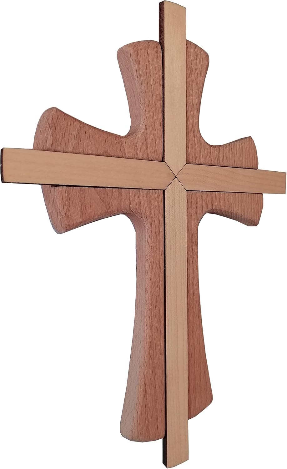 Kaltner Präsente Geschenkidee - Wandkreuz Echtes Holz Buche Kreuz Kruzifix für die Wand 25 cm modern