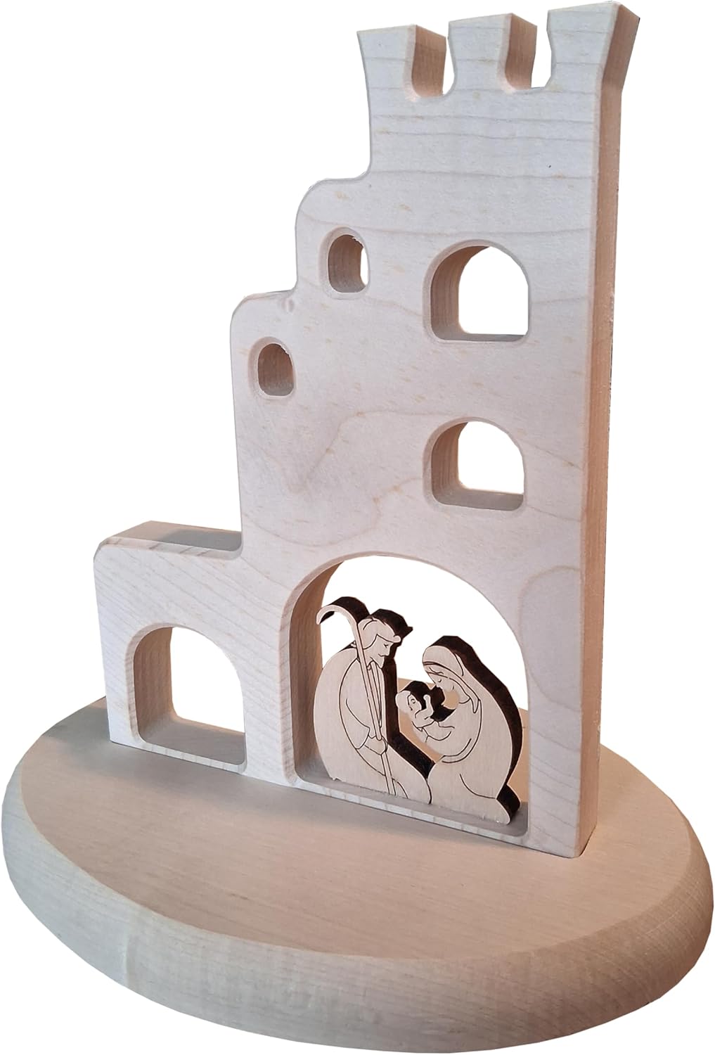 Kaltner Präsente Geschenkidee - Weihnachtskrippe Krippe aus Ahorn Holz mit Jesus, Maria und Kind/Weihnachtsdekoration Innen/Weihnachtsdeko