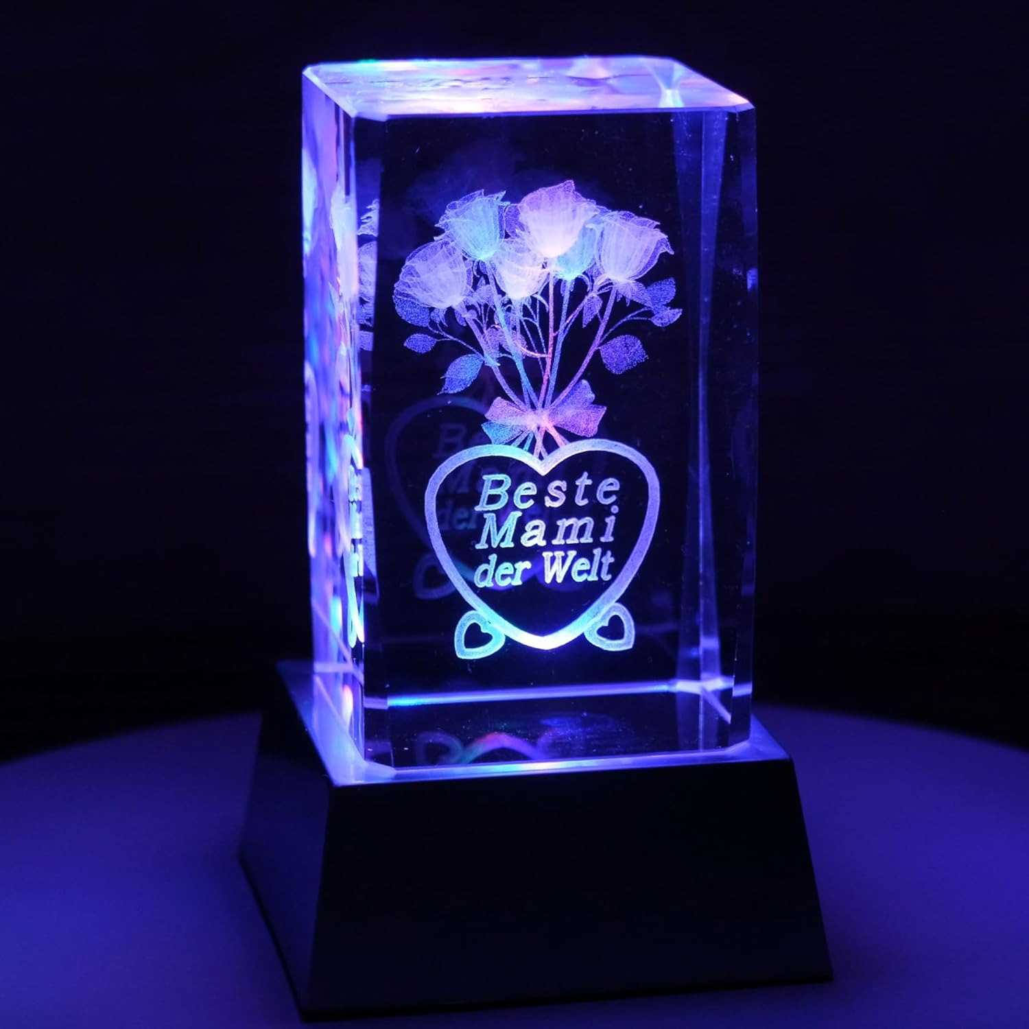 Kaltner Präsente Stimmungslicht - Das perfekte Mama Geschenk: LED Kerze/Kristall Glasblock / 3D-Laser-Gravur/für Mama von Tochter Sohn/Geburtstagsgeschenk für Mama/Geschenke für Mama Weihnachten