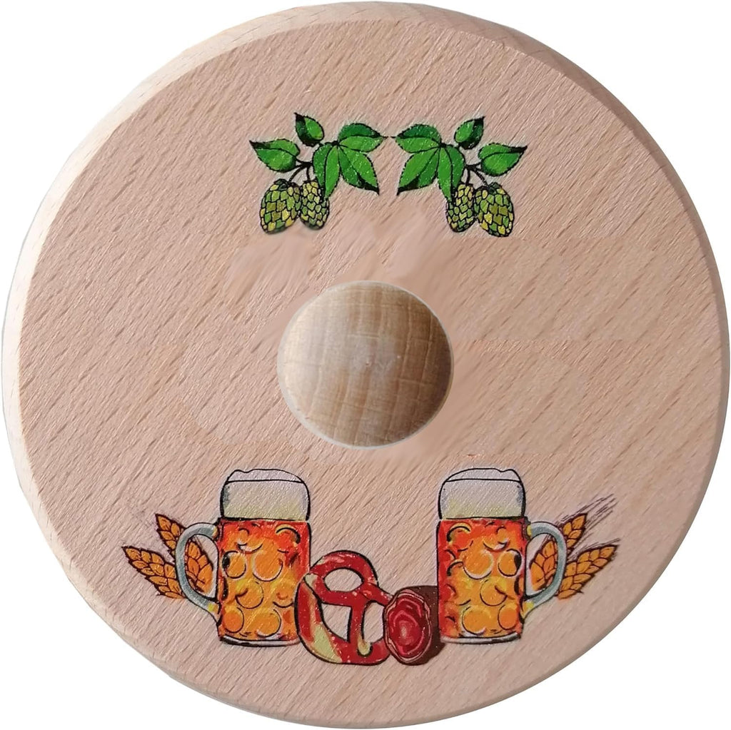 Kaltner Präsente Geschenkidee - Deckel aus Holz mit gedrechseltem Griff Zapfen für Gläser Getränke/Bier Wein Bierdeckel Biergläser Weingläser Biergarten Biergarten Brotzeit Masskrug