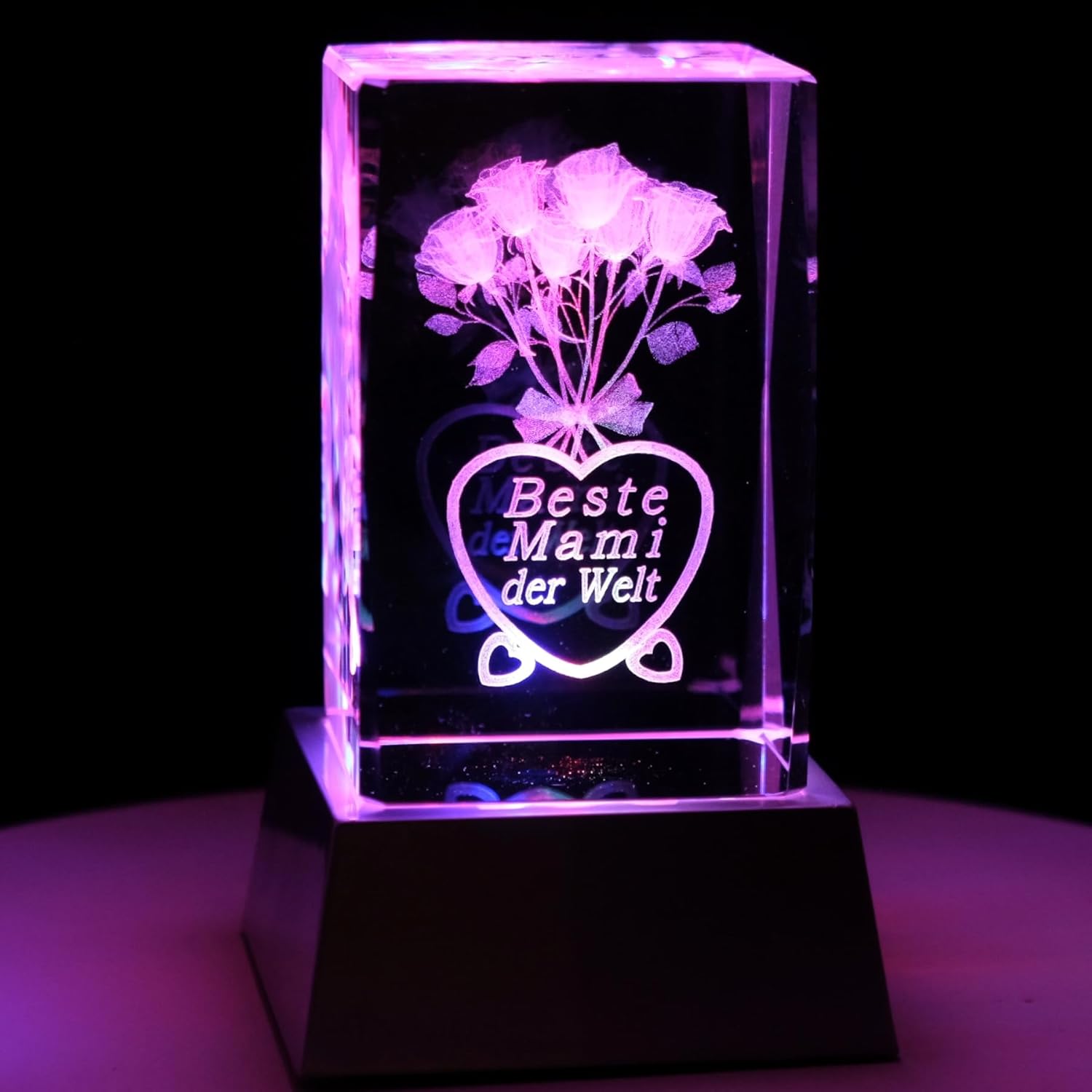 Kaltner Präsente Stimmungslicht - Das perfekte Mama Geschenk: LED Kerze/Kristall Glasblock / 3D-Laser-Gravur/für Mama von Tochter Sohn/Geburtstagsgeschenk für Mama/Geschenke für Mama Weihnachten