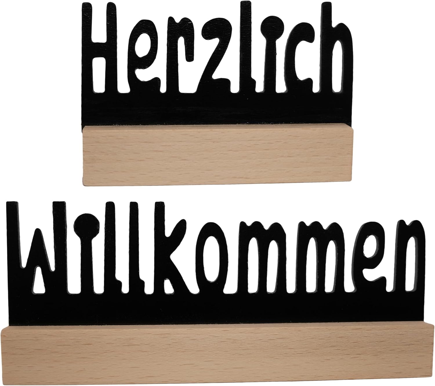 Kaltner Präsente Geschenkidee - Holz Geschenkartikel Deko Tisch Aufsteller Herzlich Willkommen Tischdeko