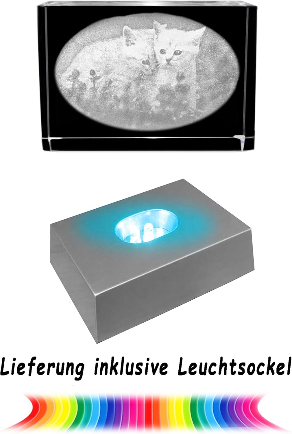 Kaltner Präsente Stimmungslicht - Das perfekte Katzen Geschenk: LED Kerze/Kristall Glasblock / 3D-Laser-Gravur Katzen Nachtlicht, Katzenliebhaber