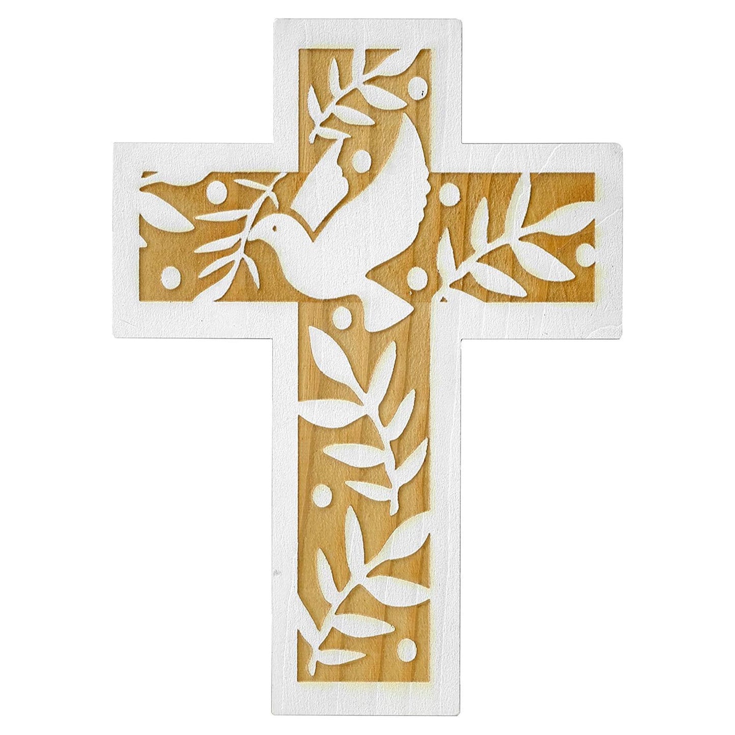 Wandkreuz Fichte 18 cm – Auferstehungskreuz mit Taube Heiliger Geist – Echtholz aus Südtirol