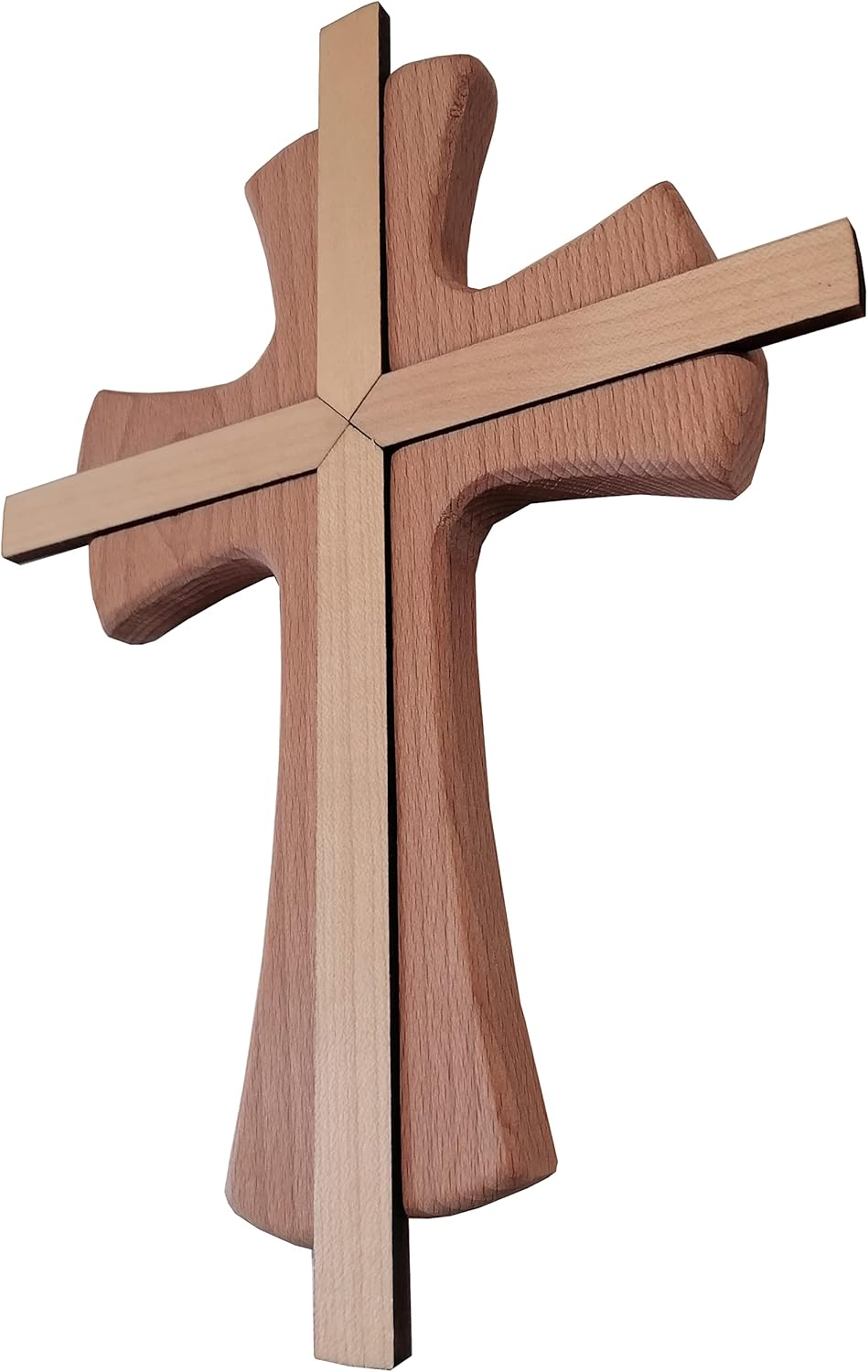 Kaltner Präsente Geschenkidee - Wandkreuz Echtes Holz Buche Kreuz Kruzifix für die Wand 25 cm modern